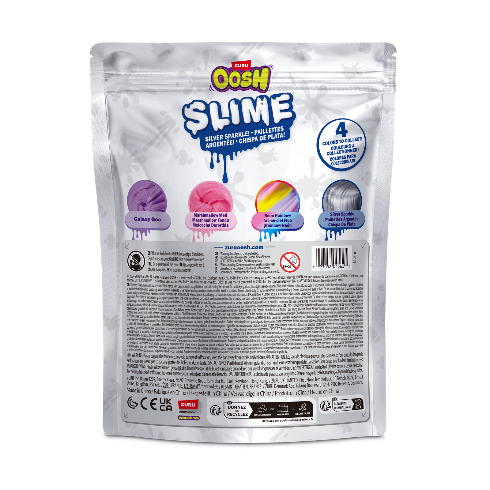 OOSH SLIME - SILVER SPARKLE PLASTIC BAG 500G - Image 2